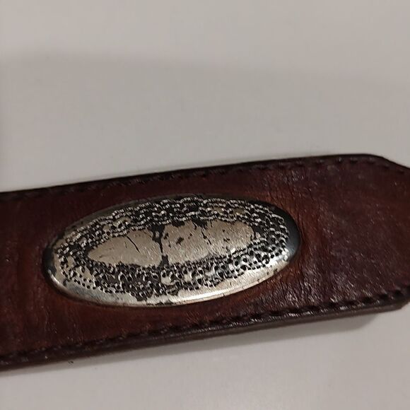 Latigo Brown Leather Belt with Silver Tone Accents Vintage Size 36 - Picture 7 of 11